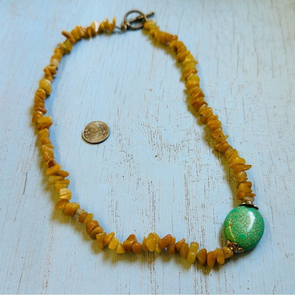 Carnelian‎ Chip Faux Turquoise Necklace Southwest